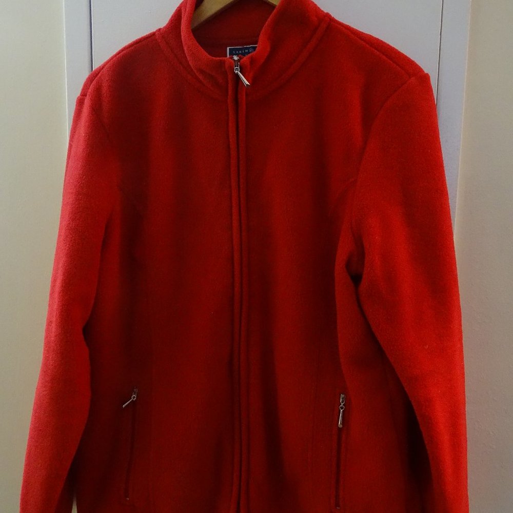 Karen Scott Sport Red Fleece Jacket Size Large